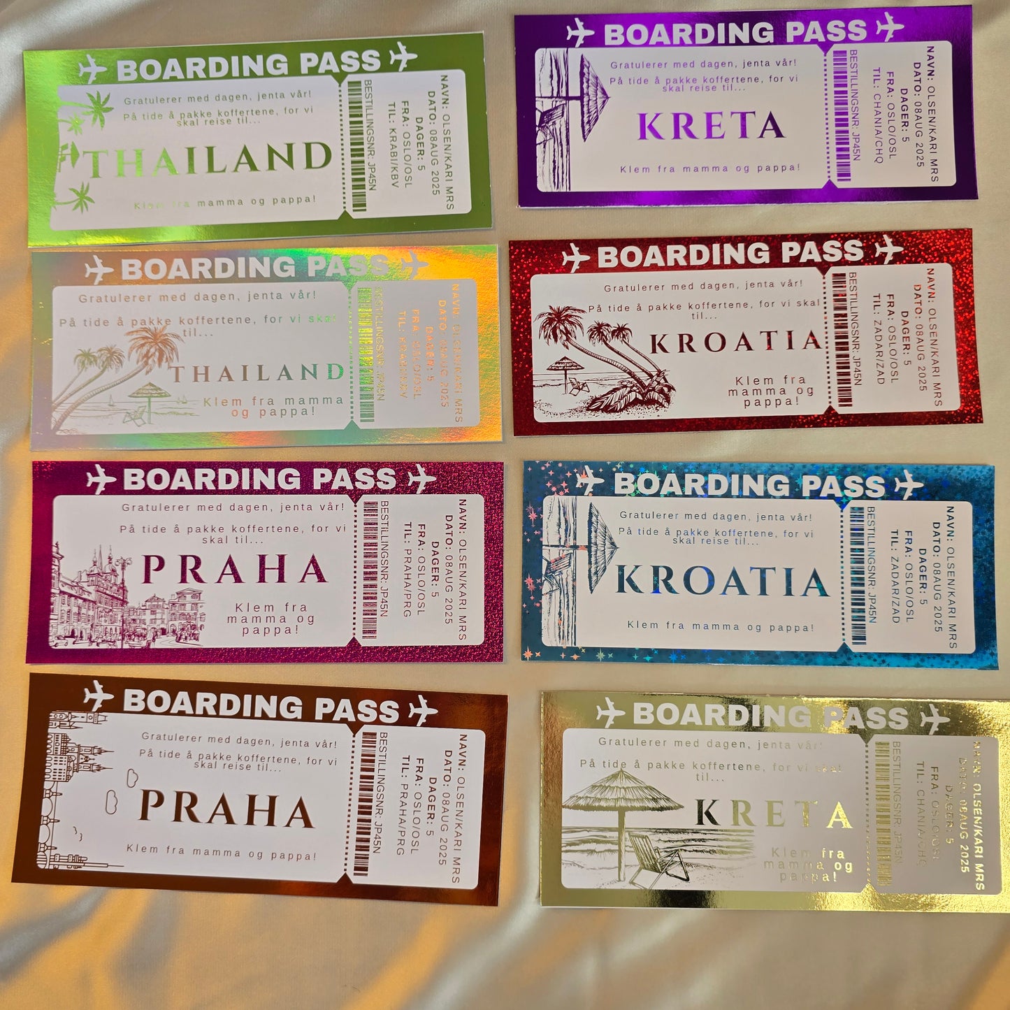 "Boarding pass" hvitt