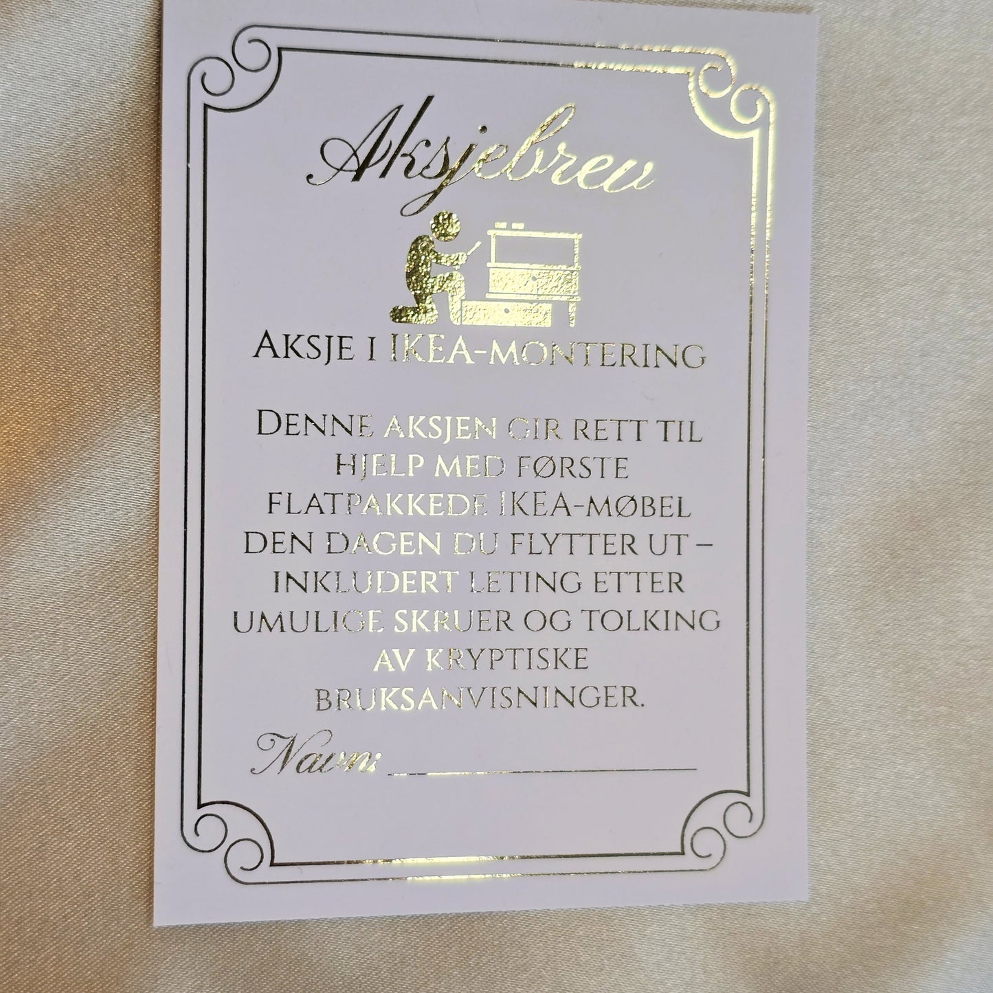 Morsom lek til konfirmasjonen: Personlige "aksjer"