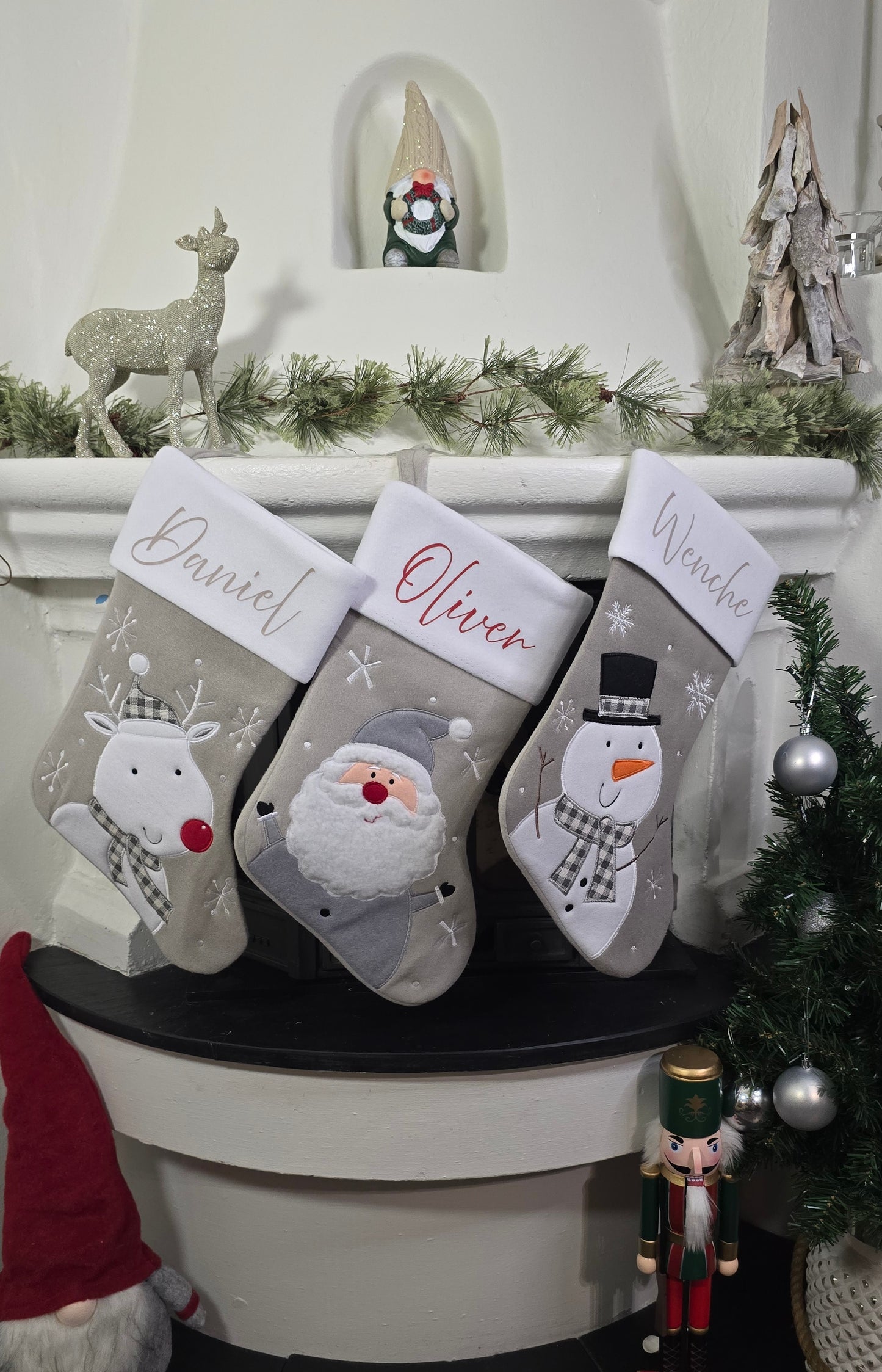 Julestrømpe med navn - Snømann