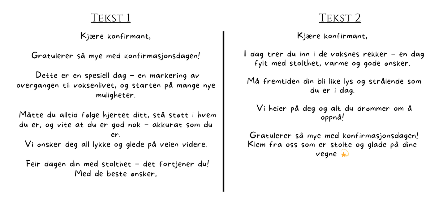 Personlig gratulasjonskort - konfirmasjon jente