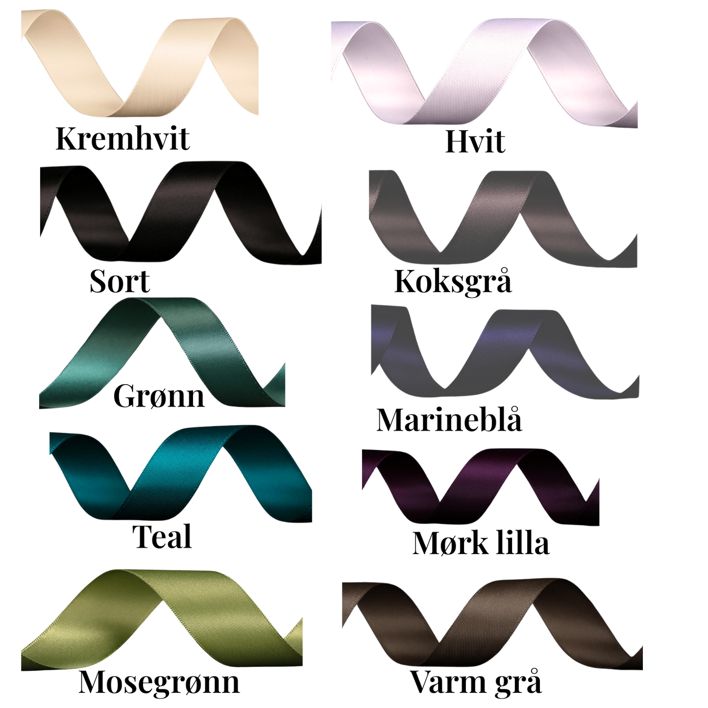 Satengbånd 50 mm i metervare