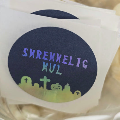 Halloween klistremerker med kirkegård