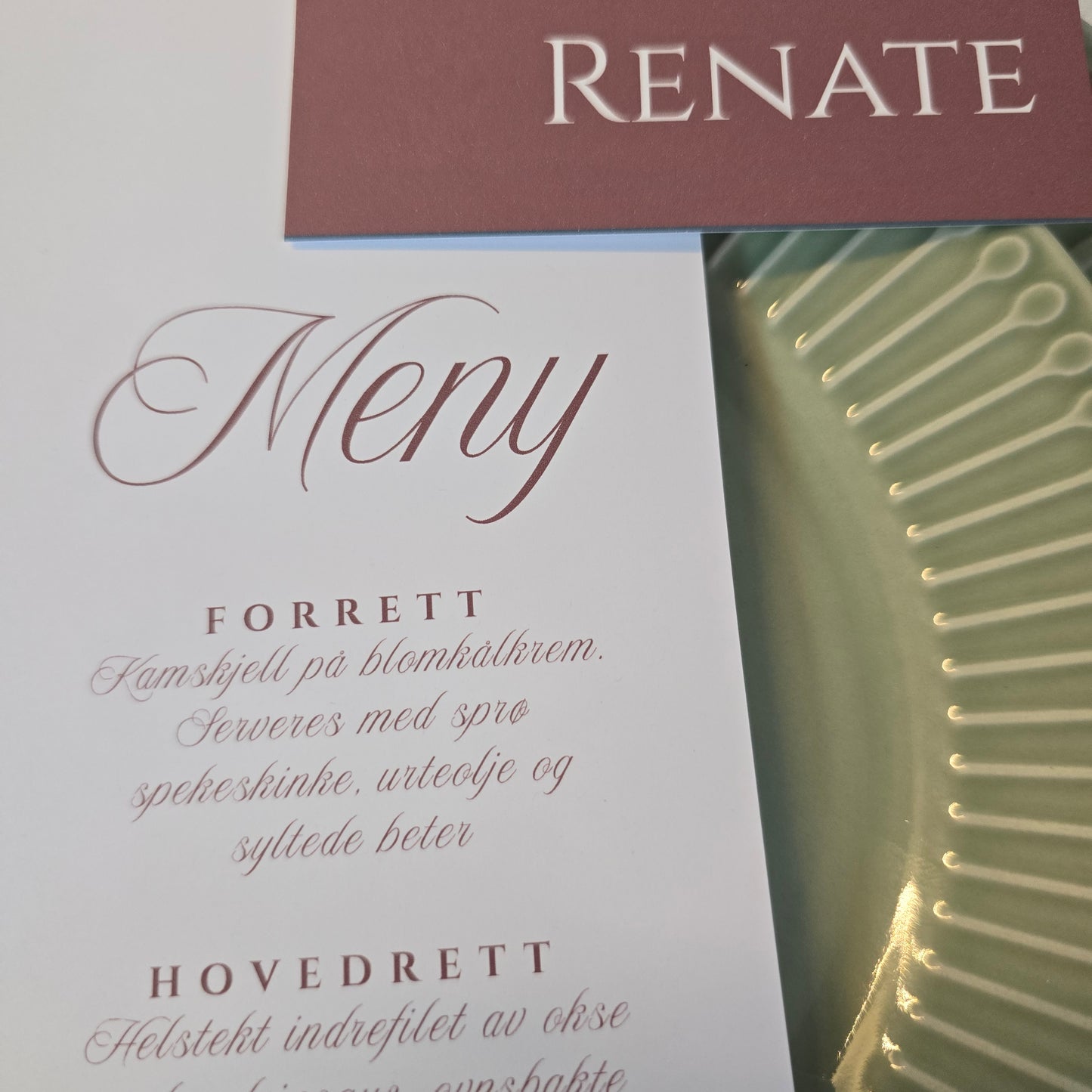 Menykort med bordkort - Margot