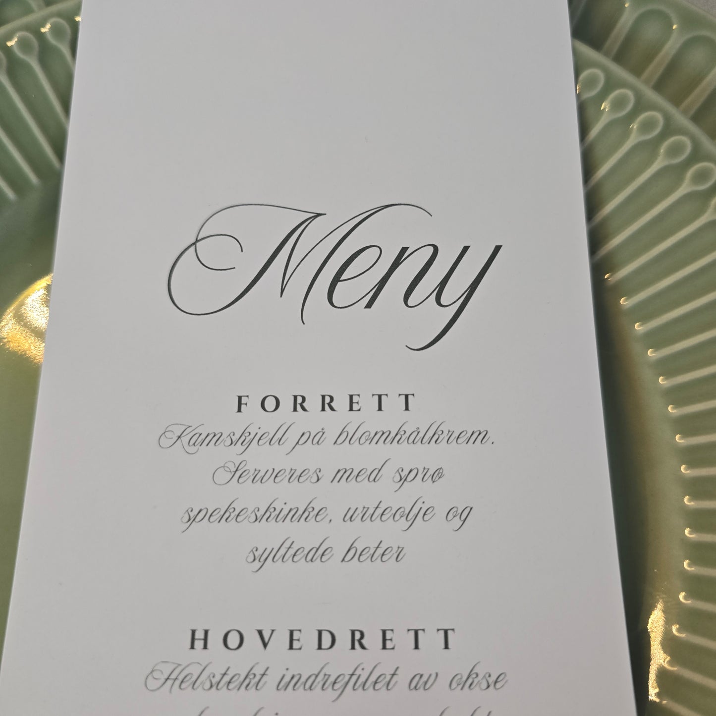 Menykort med bordkort - Margot