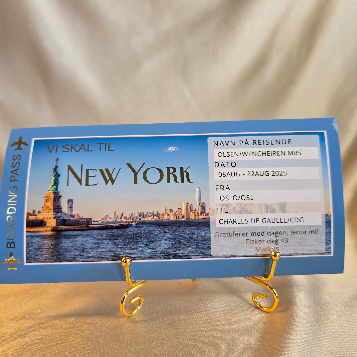 Personalisert "Boarding pass" med foto
