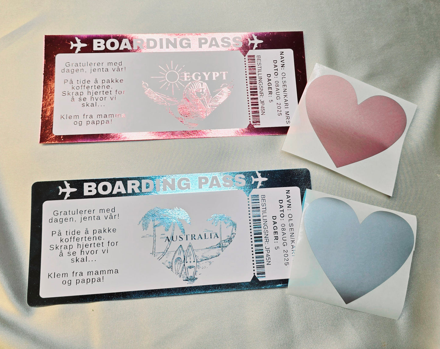 "Boarding pass" med skrapefelt