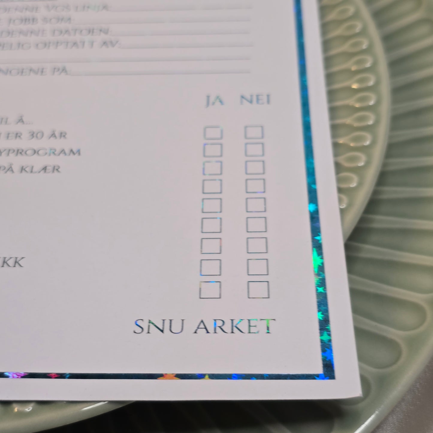 Spådomsark konfirmasjon - med folie