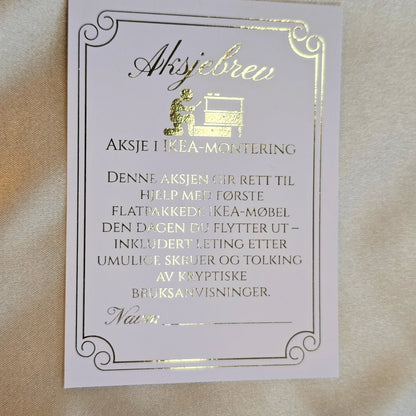 Morsom lek til konfirmasjonen: Personlige "aksjer"