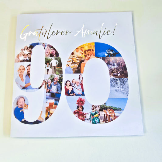 Bursdagskort til 90 åringen med egne bilder