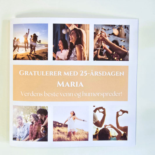 Unikt bursdagskort med egne bilder