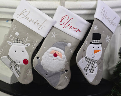 Julestrømpe med navn - Snømann