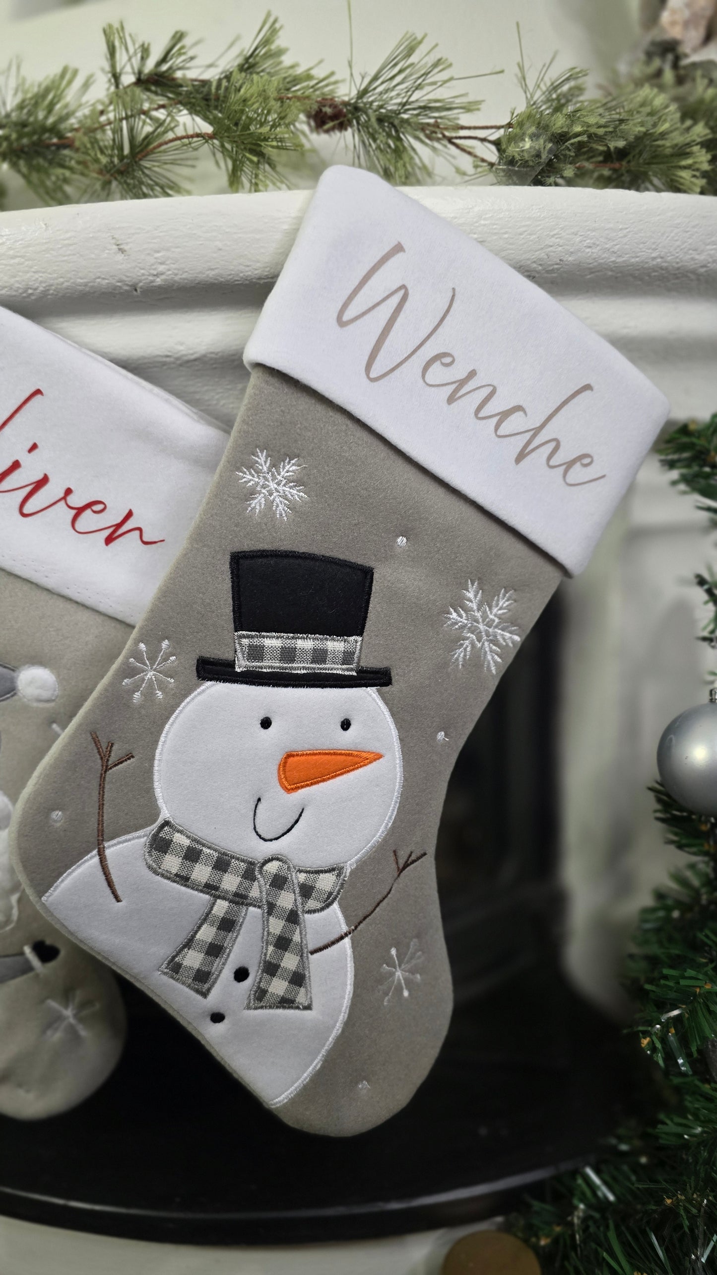 Julestrømpe med navn - Snømann