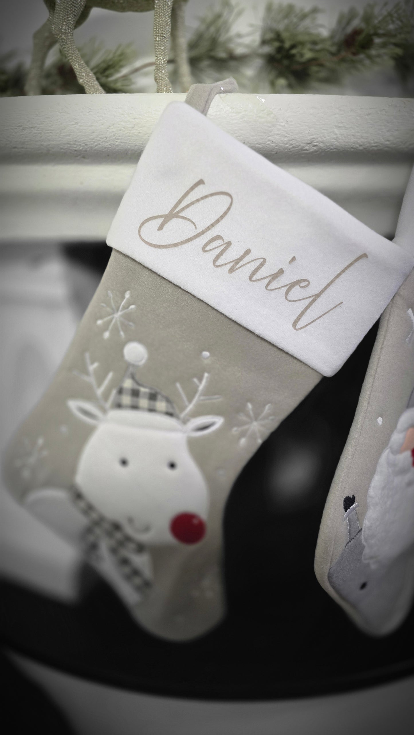 Julestrømpe med navn - Reinsdyr