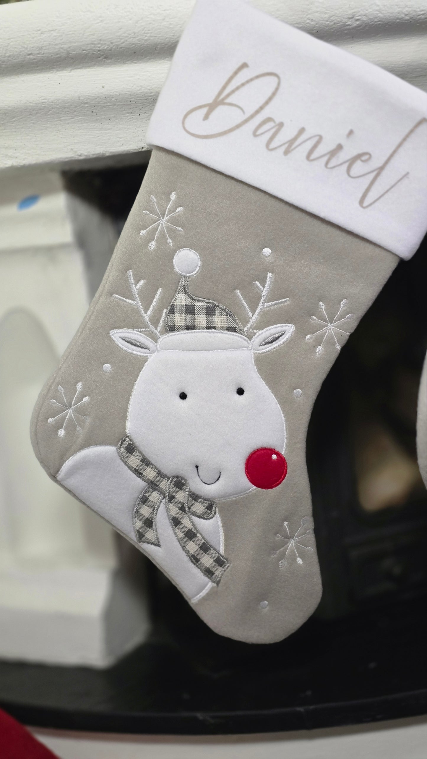Julestrømpe med navn - Reinsdyr