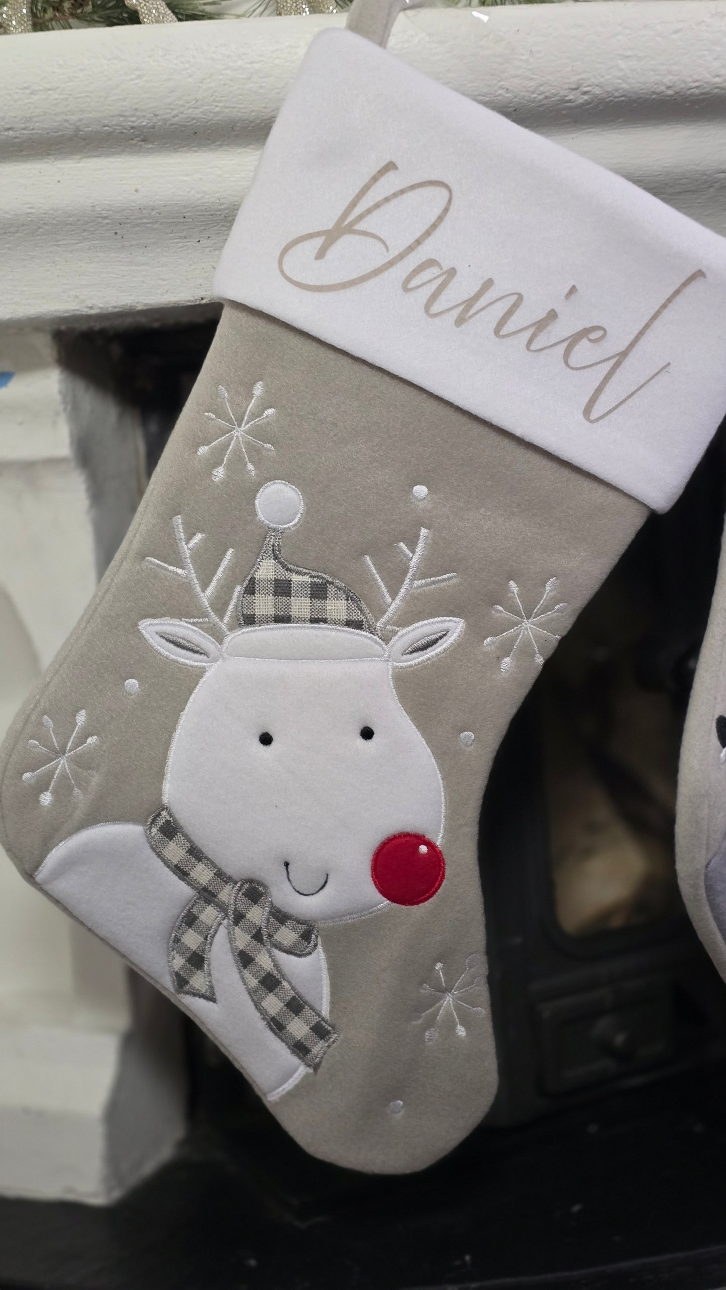 Julestrømpe med navn - Reinsdyr