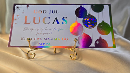 Julegavekort med holografisk skrapefelt