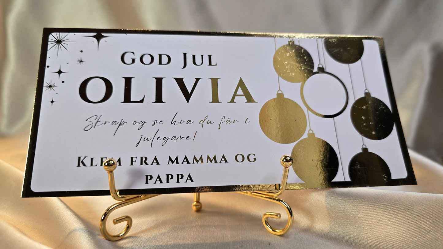 Julegavekort med holografisk skrapefelt