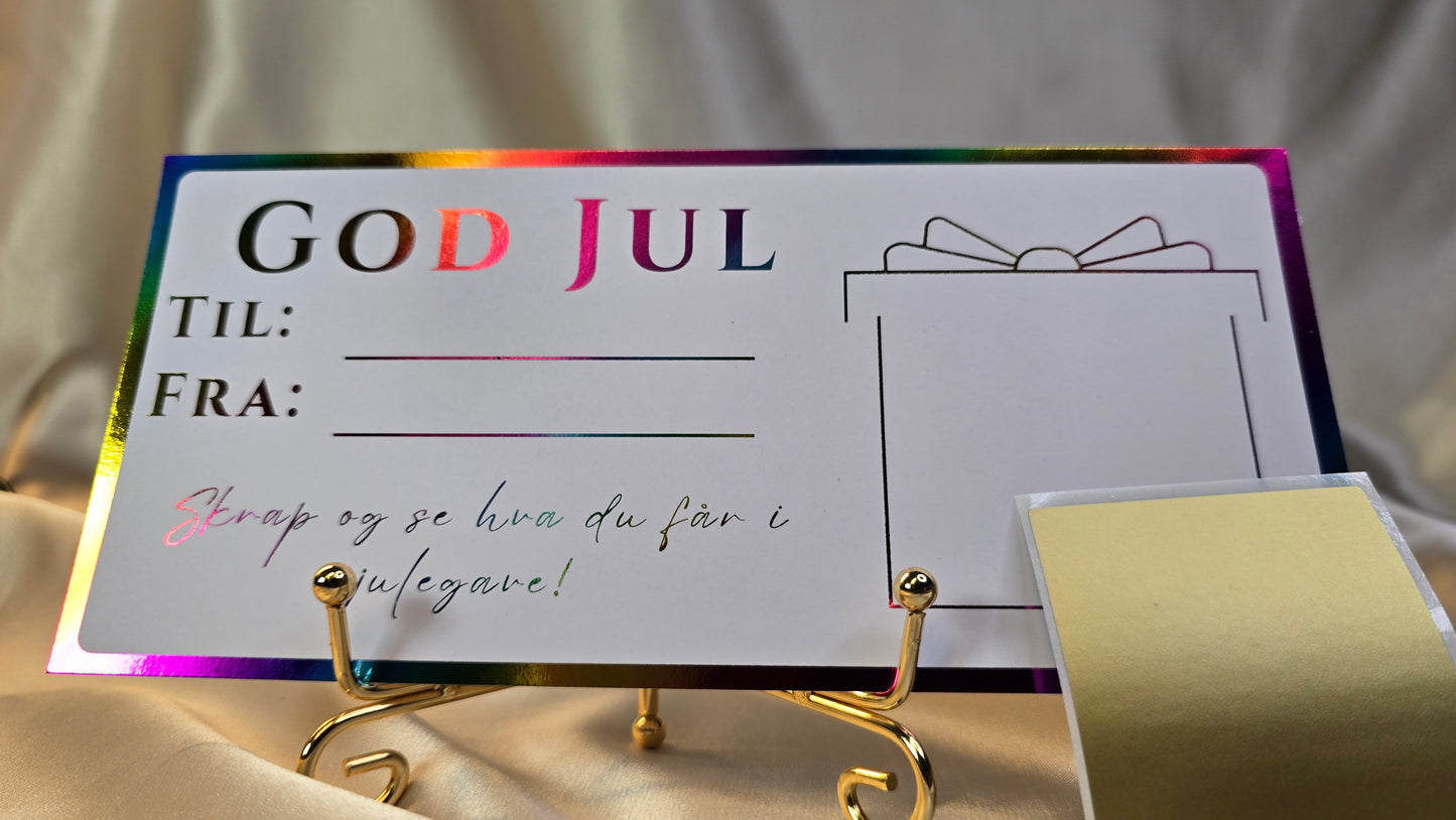 Julegavekort med firkantet skrapefelt