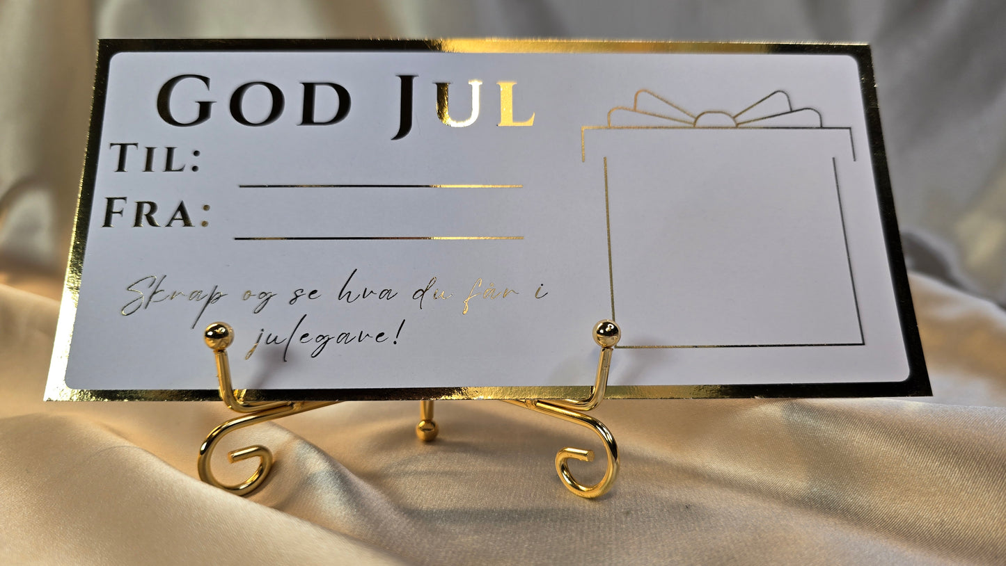Julegavekort med firkantet skrapefelt