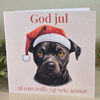 Personlig Julekort med navn - valgfri hunderase