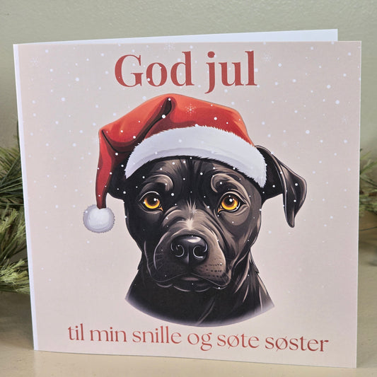 Personlig Julekort med navn - valgfri hunderase