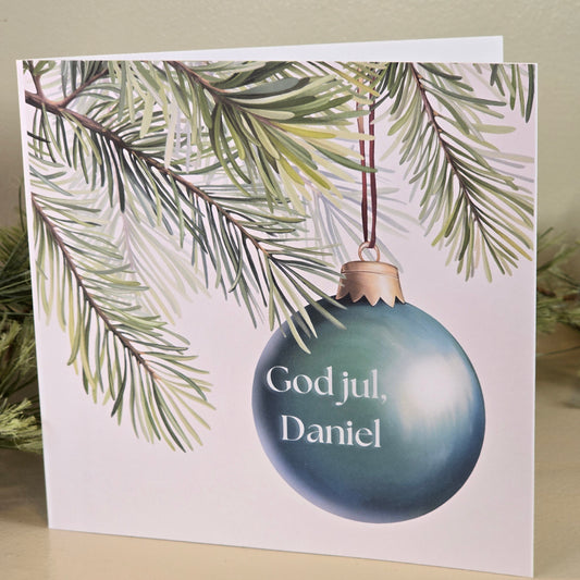 Julekortmed navn - juletrekule