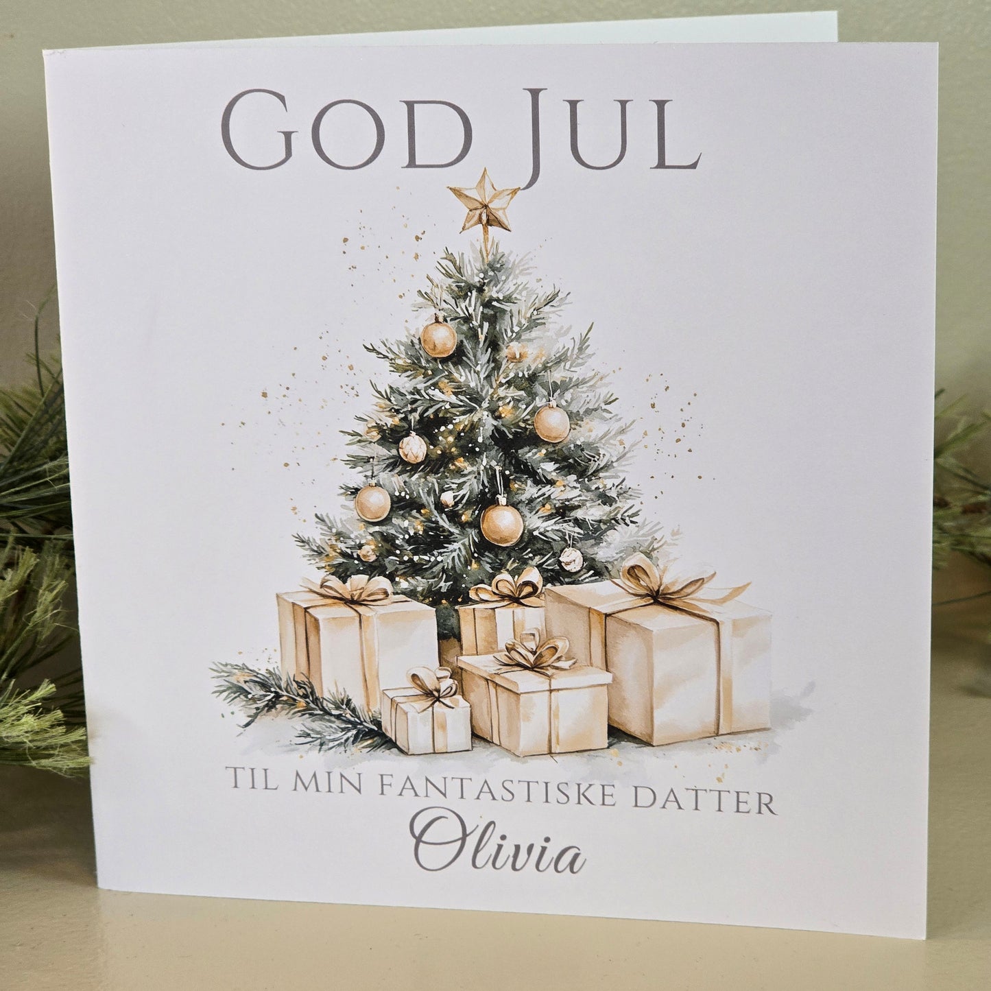 Personlig Julekort med navn - Juletre