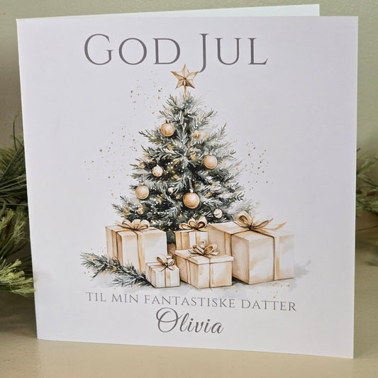 Personlig Julekort med navn - Juletre