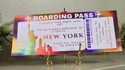 Personlig gavekort - hvitt boarding pass