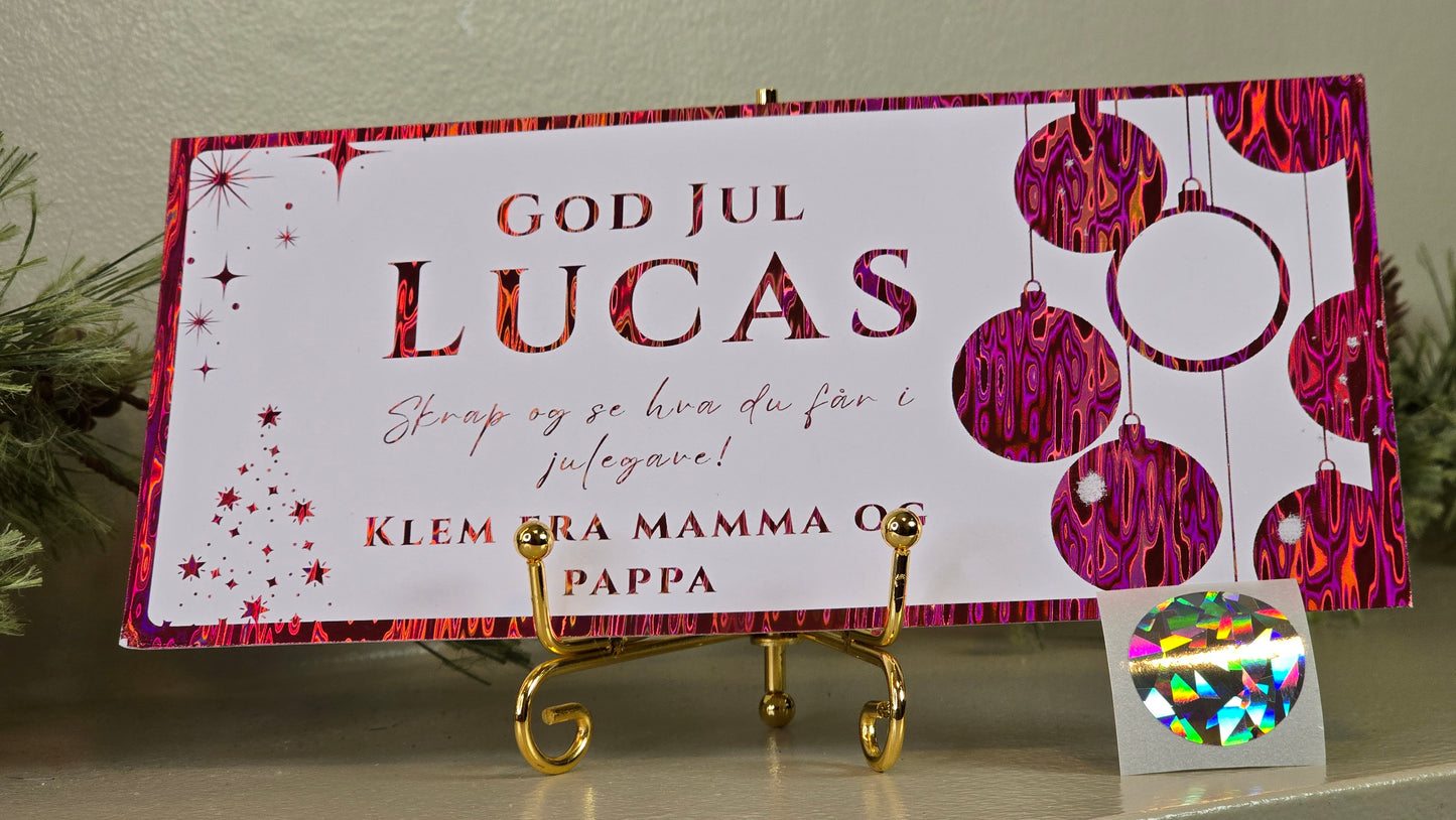 Julegavekort med holografisk skrapefelt