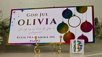 Julegavekort med holografisk skrapefelt