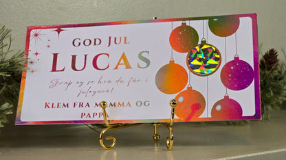 Julegavekort med holografisk skrapefelt