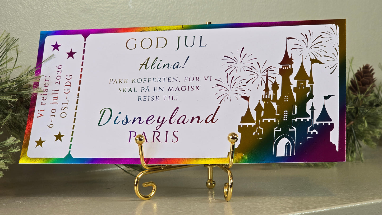 Hvitt personlig gavekort med folie - opplevelsespark