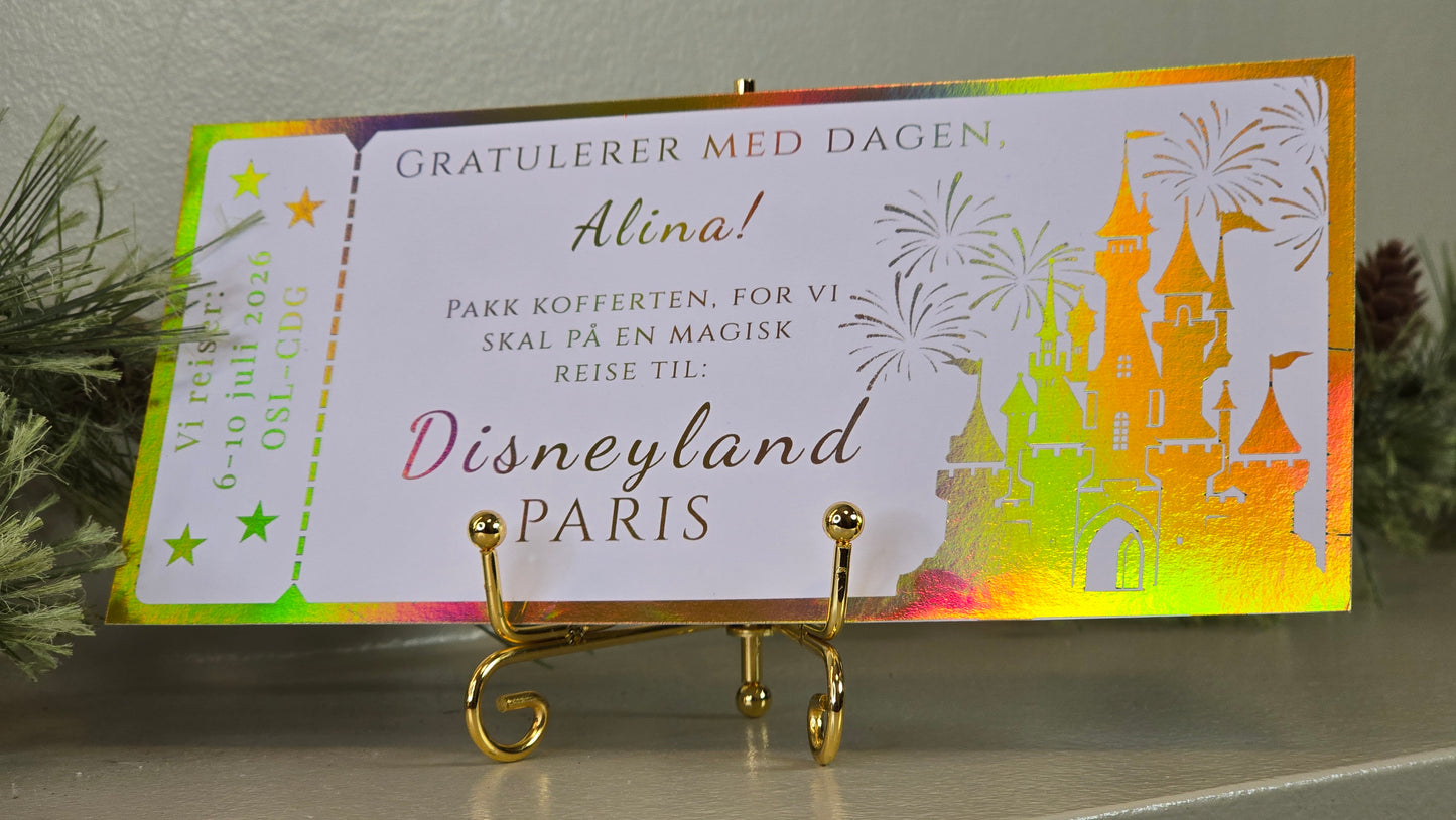 Hvitt personlig gavekort med folie - opplevelsespark