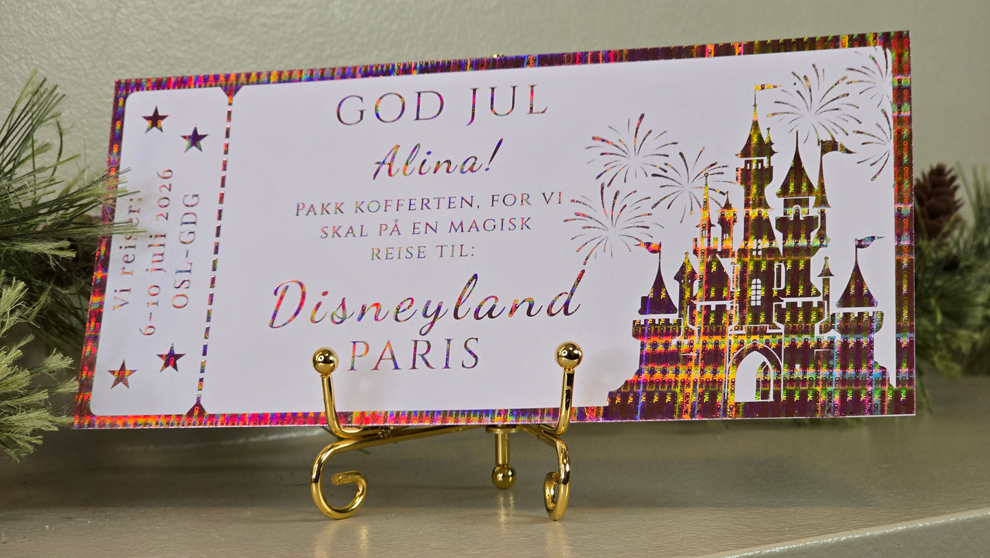 Hvitt personlig gavekort med folie - opplevelsespark