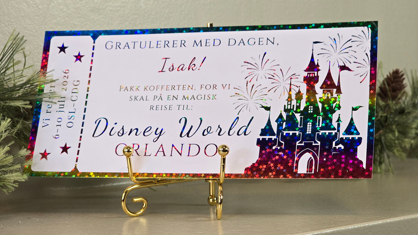 Hvitt personlig gavekort med folie - opplevelsespark