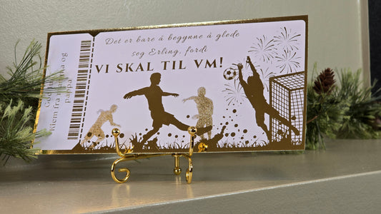 Personlig gavekort med folie - Vi skal til VM