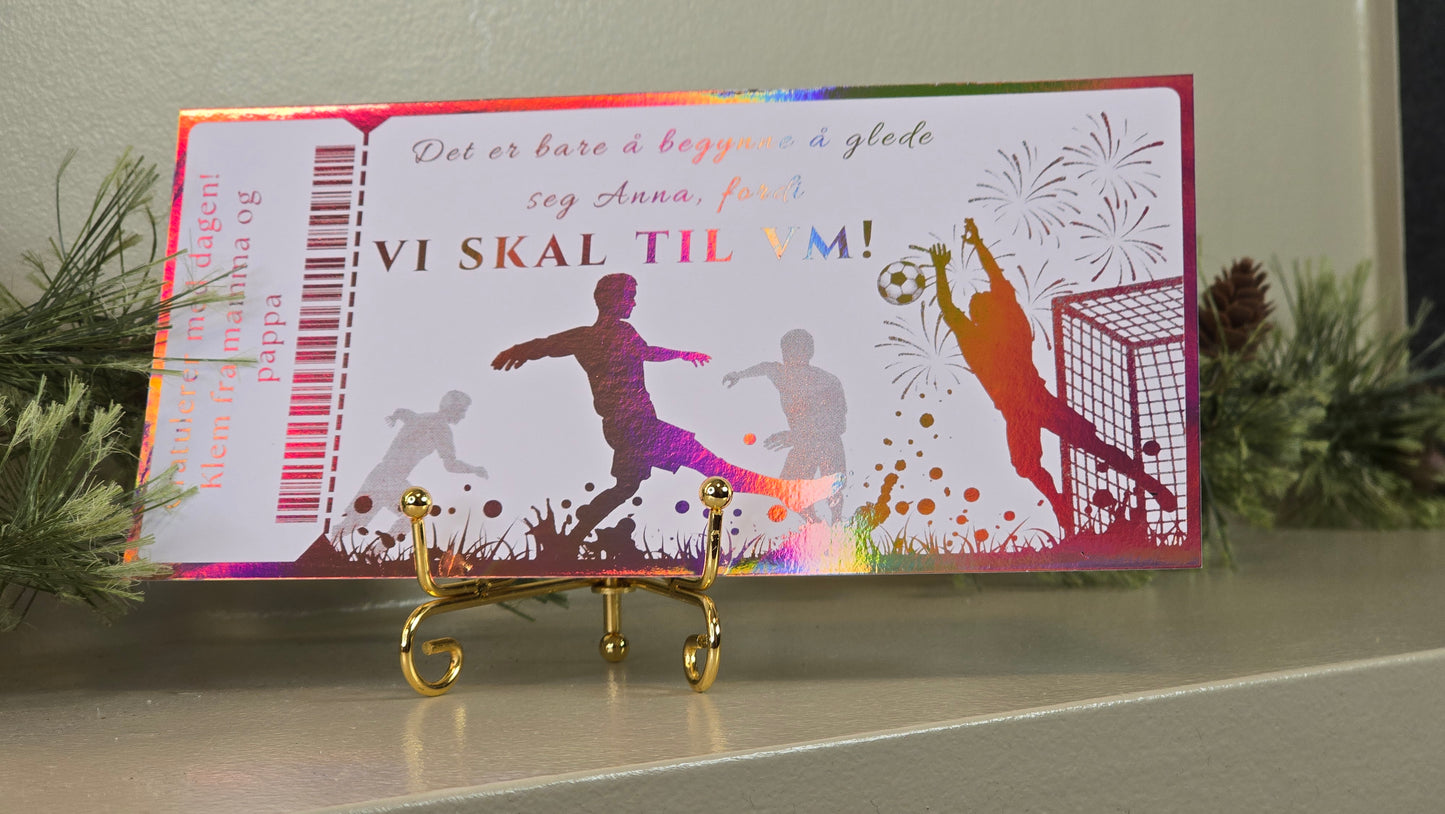 Personlig gavekort med folie - Vi skal til VM