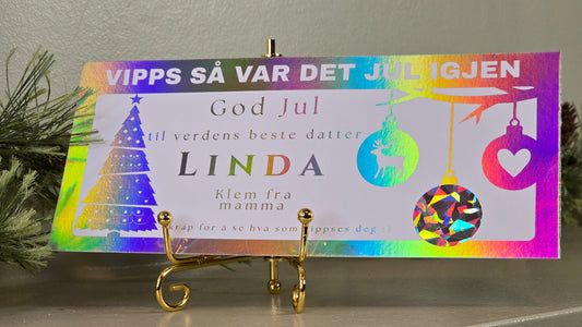 Personlig Vipps-gavekort med holografisk skrapefelt