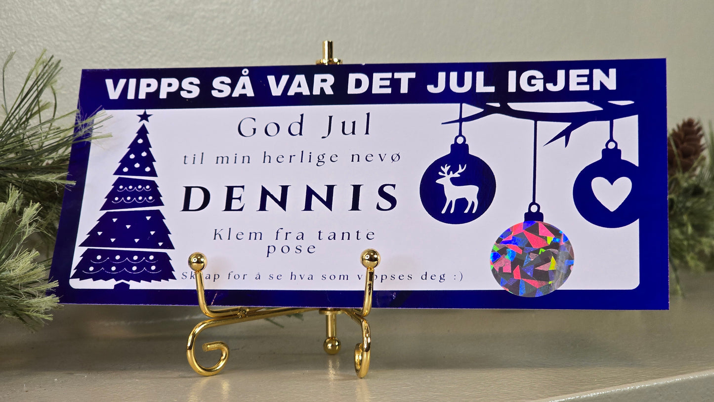 Personlig Vipps-gavekort med holografisk skrapefelt