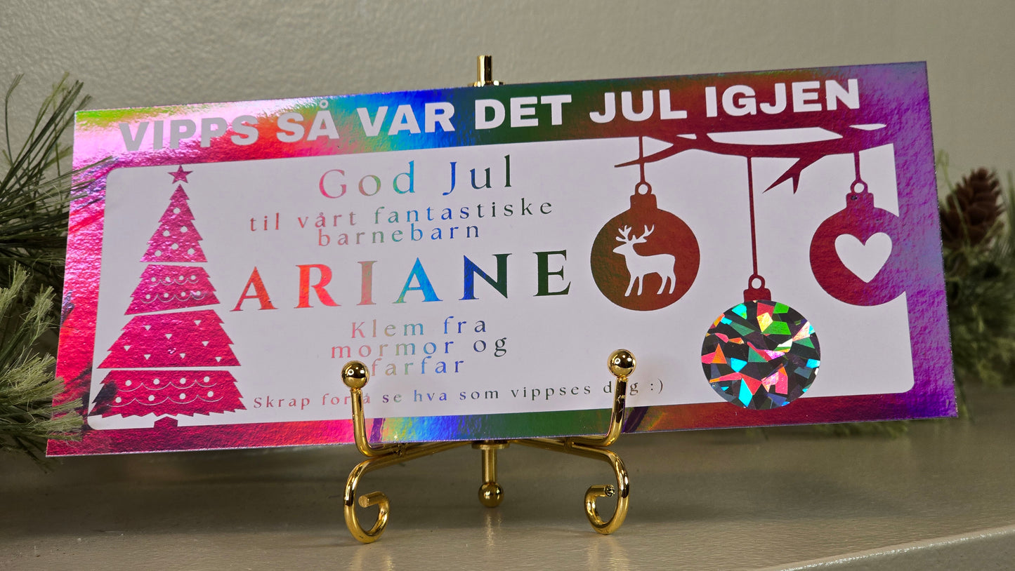 Personlig Vipps-gavekort med holografisk skrapefelt