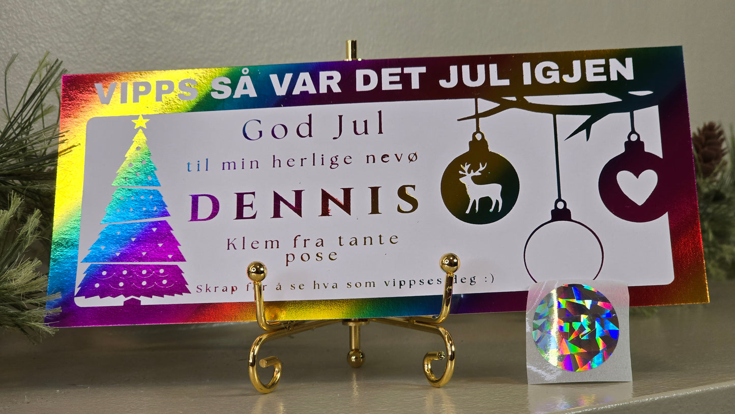 Personlig Vipps-gavekort med holografisk skrapefelt