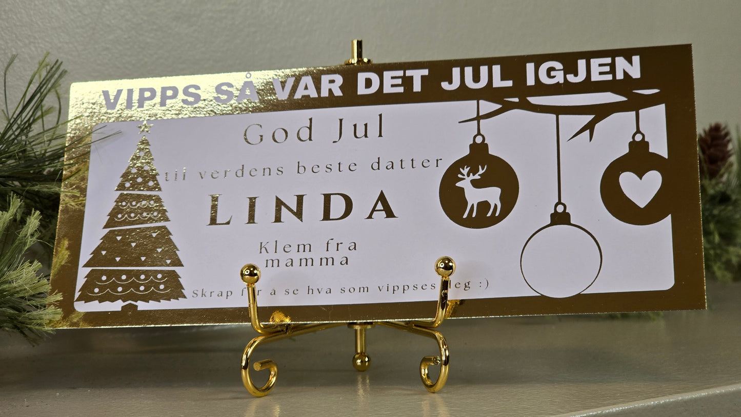 Personlig Vipps-gavekort med holografisk skrapefelt