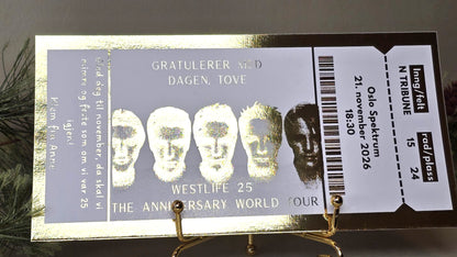 Personlig gavekort med folie - konsertbillett