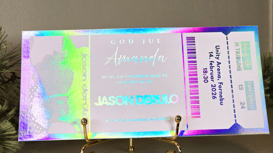 Personlig gavekort med folie - konsertbillett