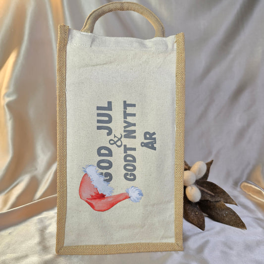 Miljøvennlig vinpose for 2 vinflasker - julehilsen