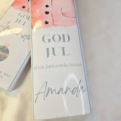 Personlig sjokoladeomslag for store sjokoladeplater - Rosa snømann