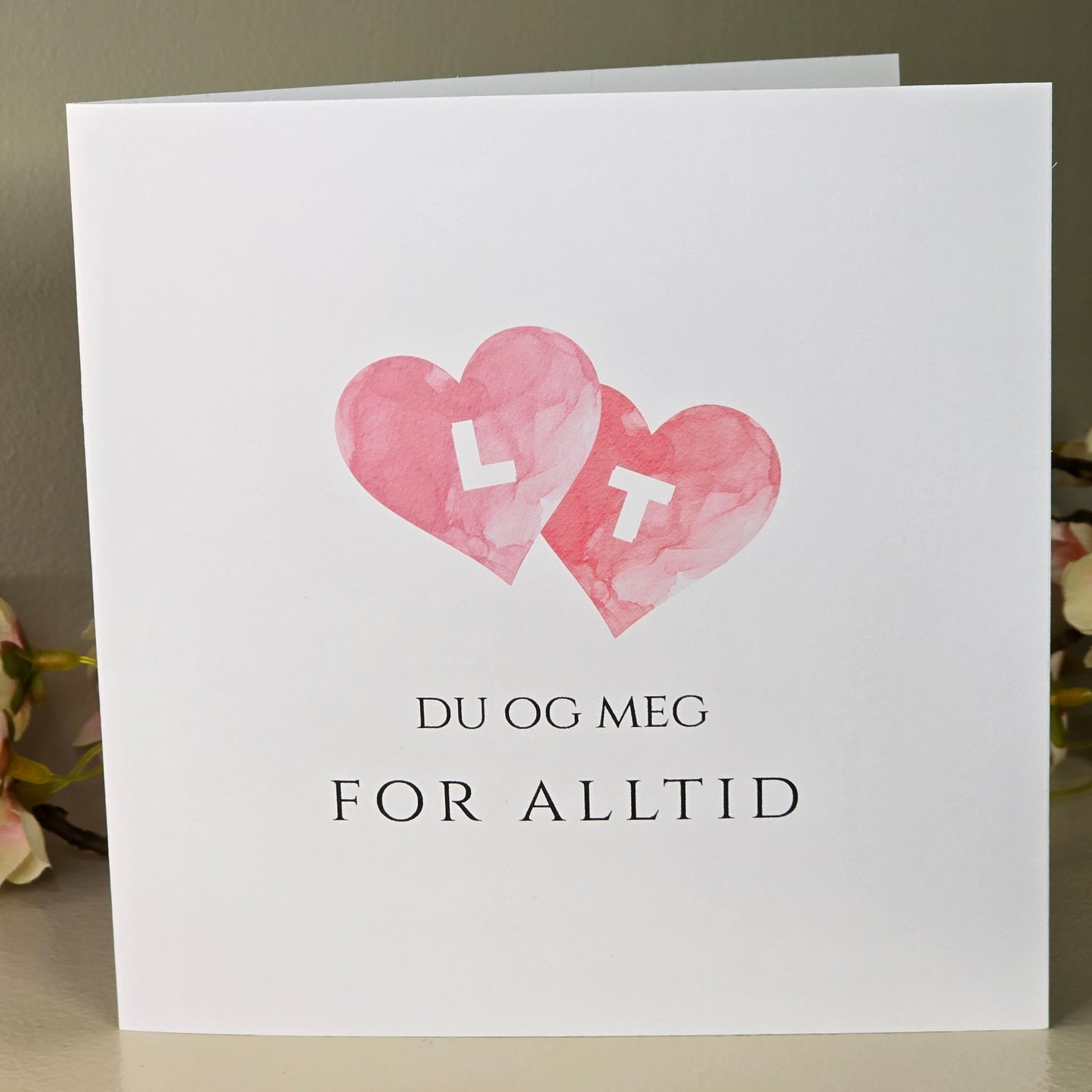 Valentineskort – hjerter med initialer