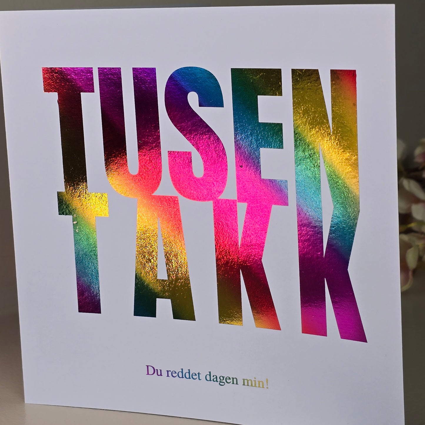 Kort - Tusen takk med personlig hilsen i folie