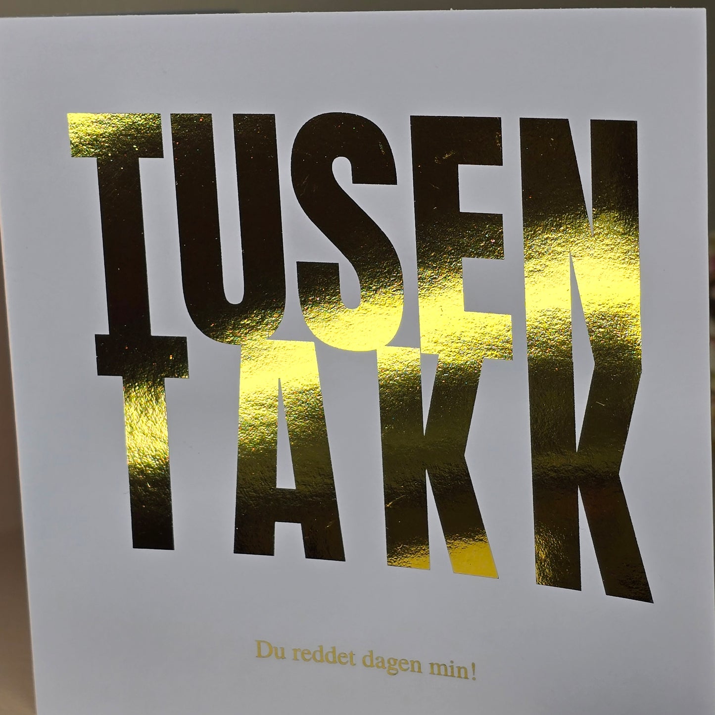 Kort - Tusen takk med personlig hilsen i folie